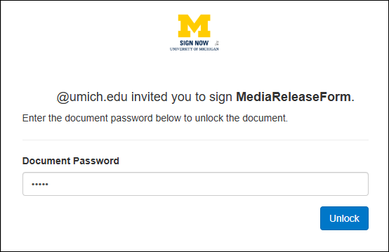 Password provided to recipient